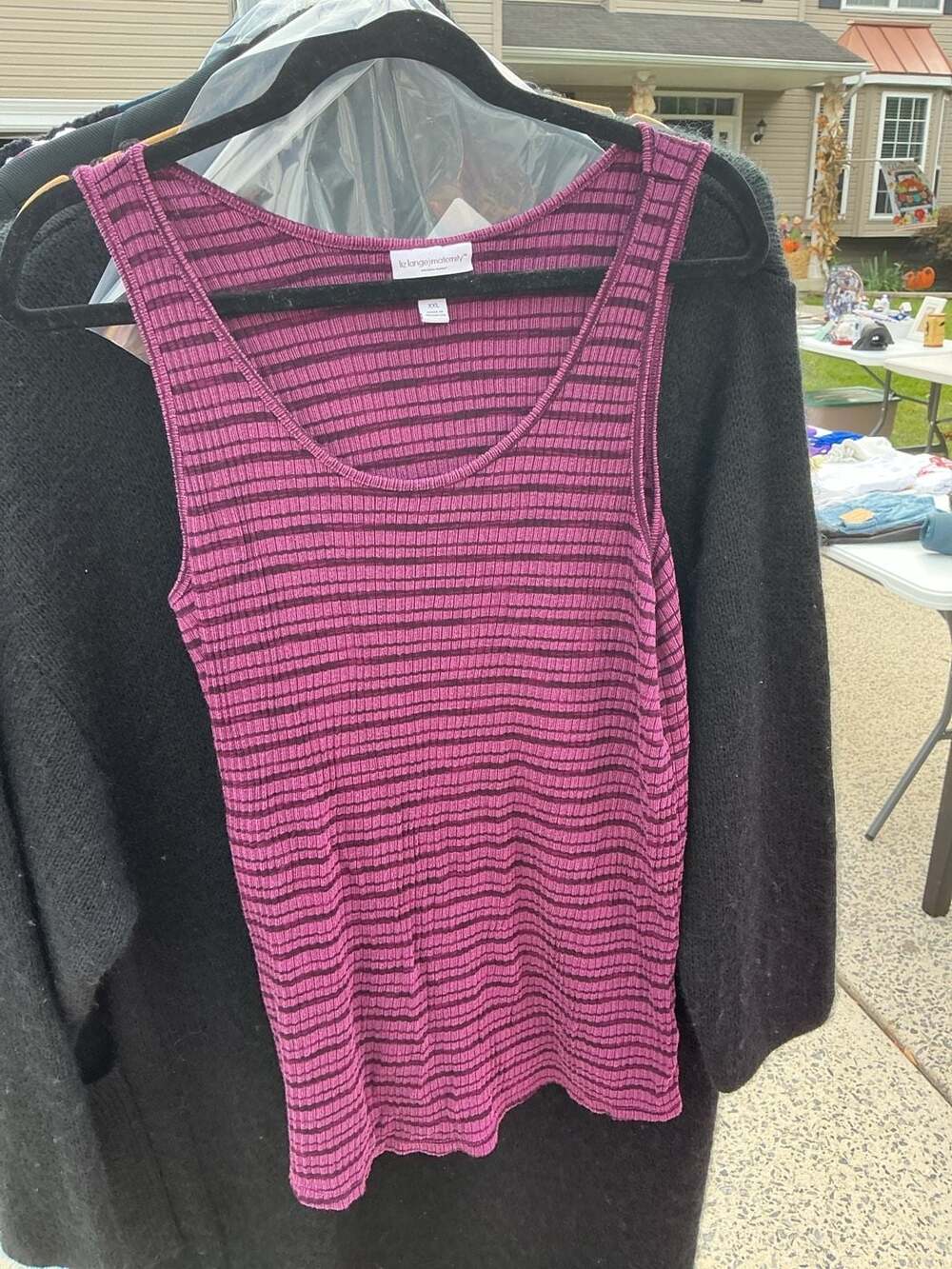 Liz Lange Maternity Tank Top Size XXL Striped Purple